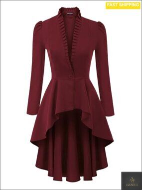 Steampunk Gothic Long Jacket V-Neck Back Lacing Festival Costume